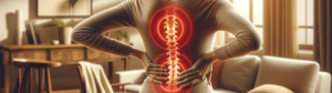Woman experiencing back pain in need of physical therapy treatment