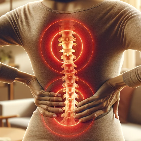 Woman experiencing back pain in need of physical therapy