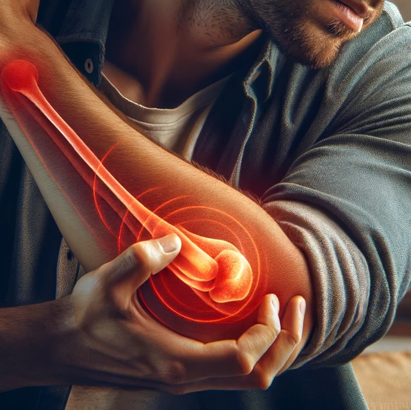 Man experiencing elbow pain in need of physical therapy treatment